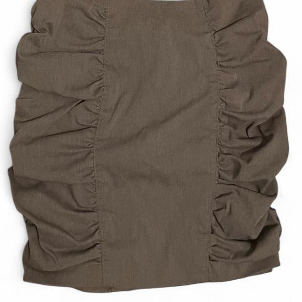 BISOU BISOU VINTAGE Y2K GREY STRUCTURED SCRUNCHED PENCIL SKIRT